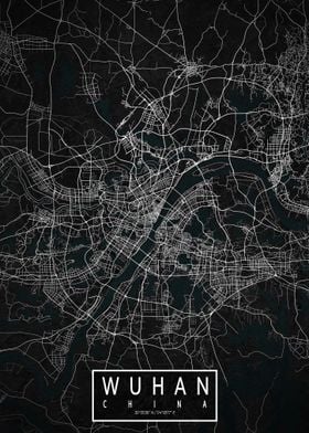Wuhan City Map Dark