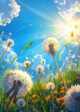 Sunlit Dandelions