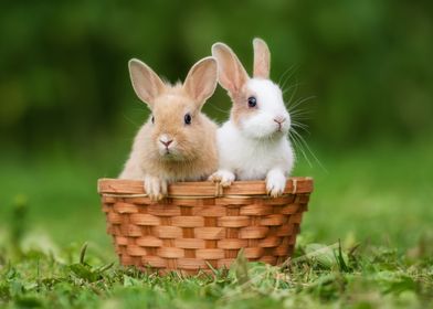 Two Rabbits in a basket