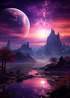 Violet blue alien planet