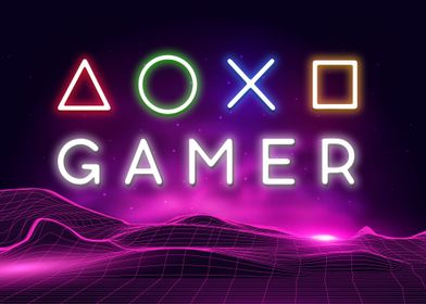 Gamer Gaming Neon Poster