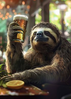 Sloth Drinking Beer