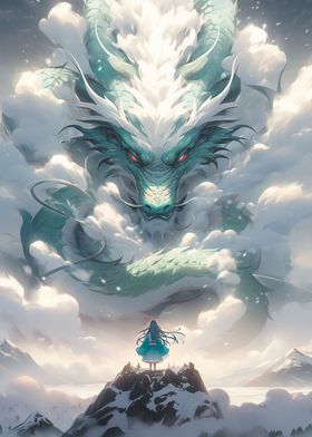 Anime Dragon and warrior
