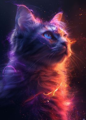 Colorful Neon Cat