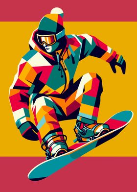 Snowboarding wpap pop art 