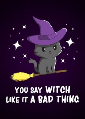 Cute Witch Black Cat Humor