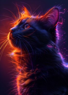 Colorful Neon Cat