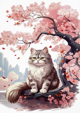 cherry blossom cat