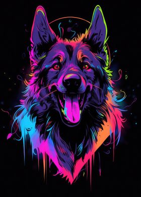 Dog Animal Neon Pet Friend