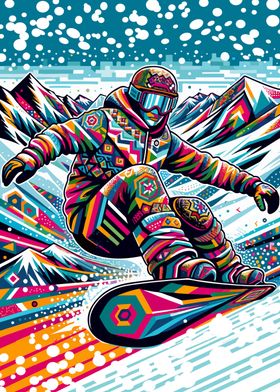 Snowboarding wpap pop art