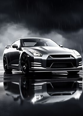 Nissan GTR R35 in rain