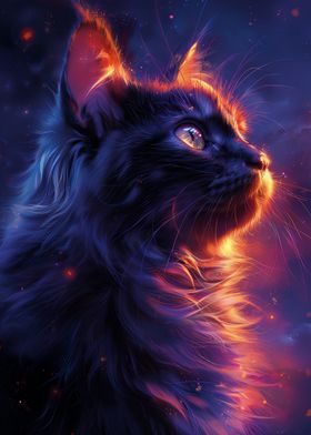 Colorful Neon Cat