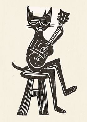 Guitarist Cat Abstract