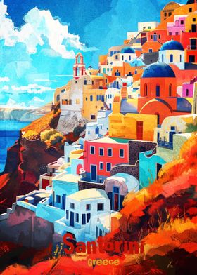 Santorini Art Poster