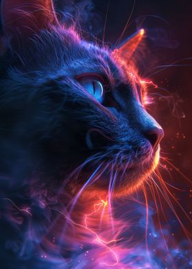 Colorful Neon Cat