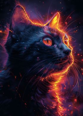 Colorful Neon Cat