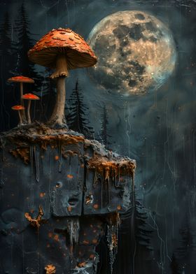 Full Moon Night Mushrooms