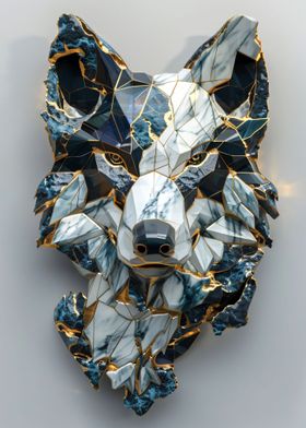 wolf head kintsugi art