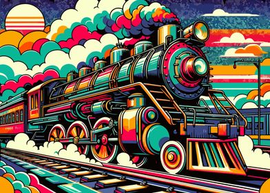 steam train sunset wpap