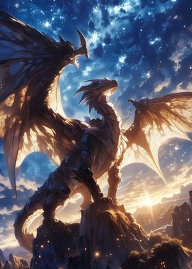 Majestic Dragon Starry Sky