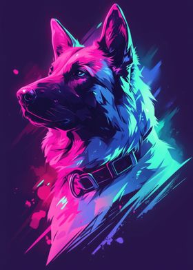 Dog Animal Neon Pet Friend