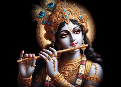 KRISHNA PLAYING FLUTE