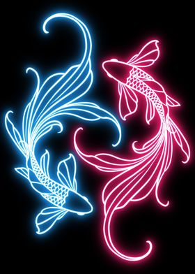 yin yang koi fish neon