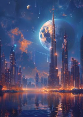 Futuristic City Moon