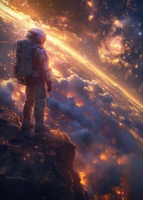 Astronaut Cosmic Sunset