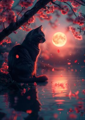 Cat Moon and Stars