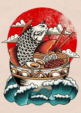 Japanese Ramen Koi fish