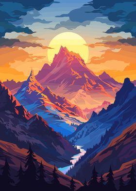 Sunset Mountain Landscape