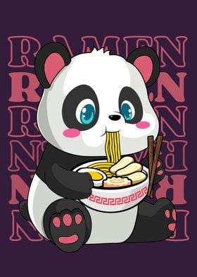 Kawaii panda eating ramen