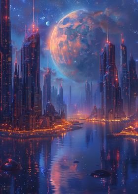 Futuristic City Moon