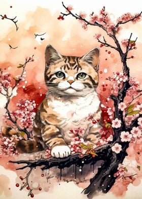 cherry blossom cat