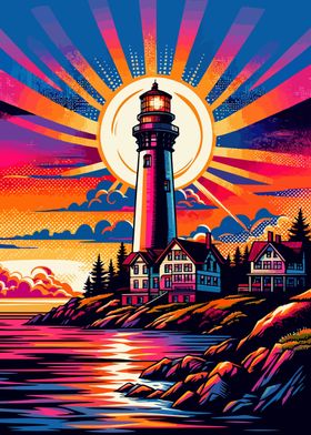 Lighthouse sunset colorfuf