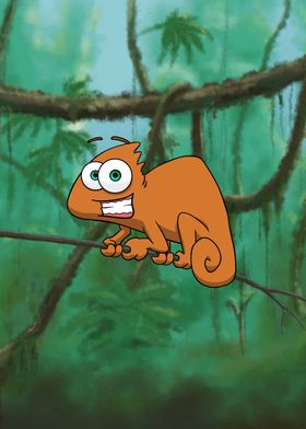 Orange Cartoon Chameleon