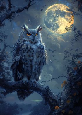 Owl and Moon