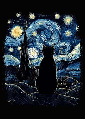 Starry Night Inspired Cat