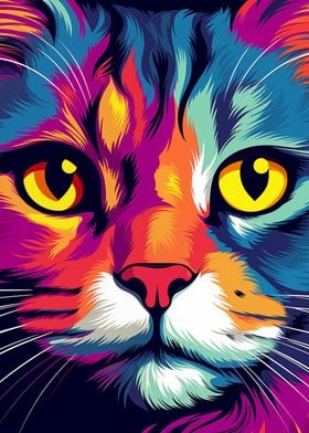 Colorful Cat Face Abstract