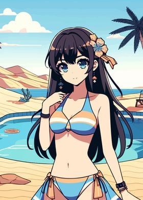 Sexy Anime Girl in Desert