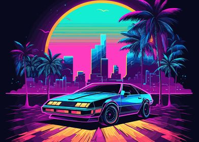 Retro Miami Neon Sunset