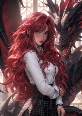 School Girl and Dragon