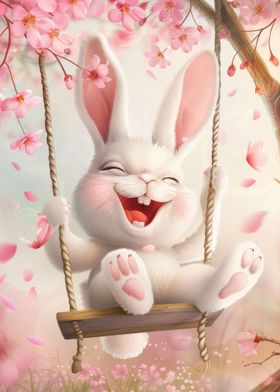 Easter Bunny On A Swing
