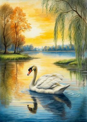 Swan in The Lake