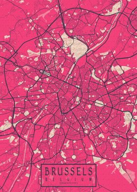 Brussels City Map Blossom