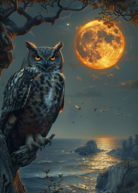 Owl and Moon