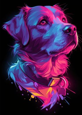 Dog Animal Neon Pet Friend