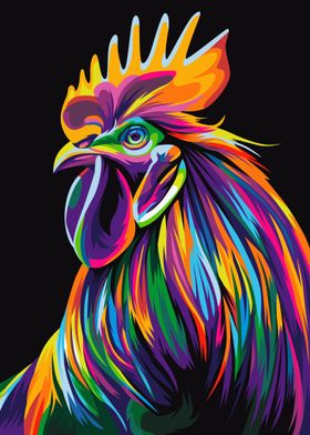 Rooster in colorful