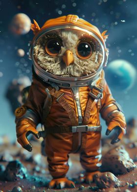 Cute Space Owl Astronaut